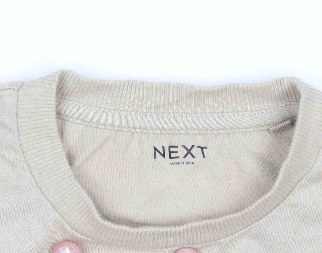 Next Boys Beige Camouflage Zip Detail T-Shirt 10 Years Cotton Casual