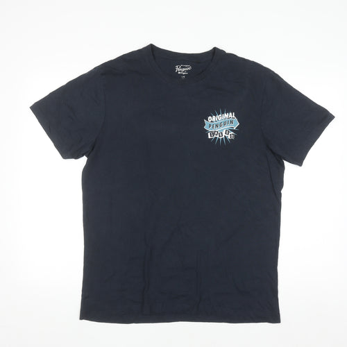 Original Penguin Men's Blue Graphic Logo Crew Neck T-Shirt Size L