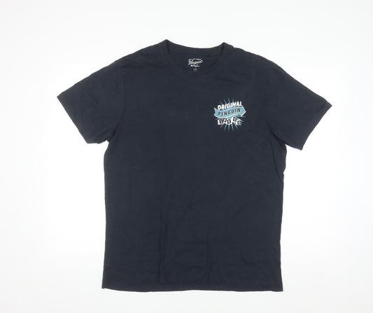 Original Penguin Men's Blue Graphic Logo Crew Neck T-Shirt Size L