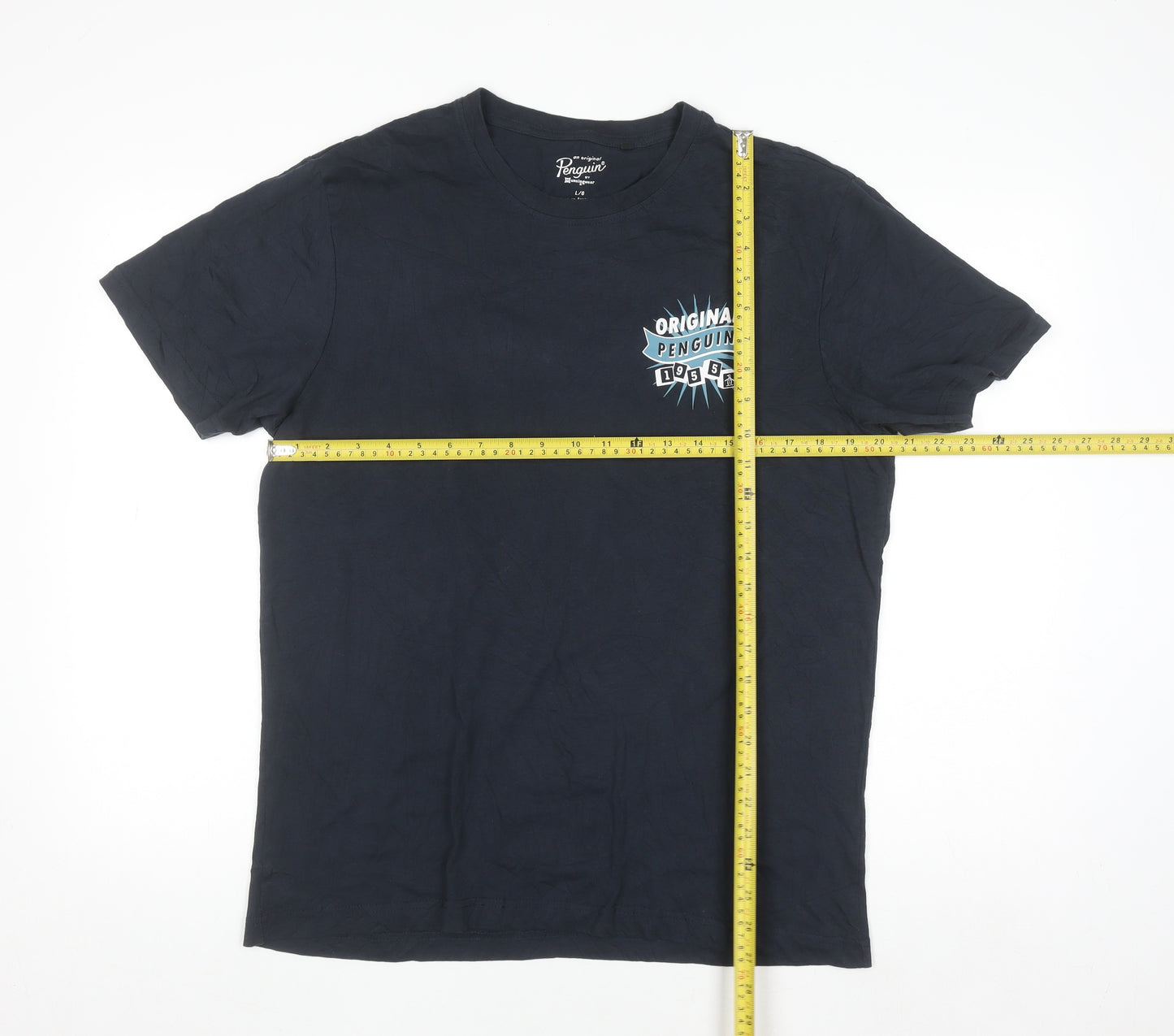 Original Penguin Men's Blue Graphic Logo Crew Neck T-Shirt Size L