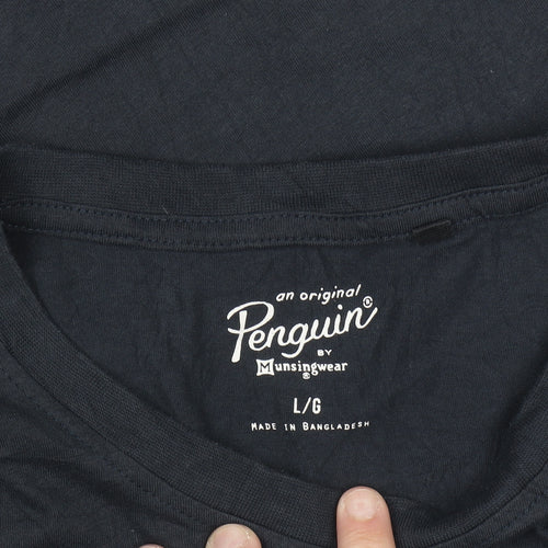 Original Penguin Men's Blue Graphic Logo Crew Neck T-Shirt Size L
