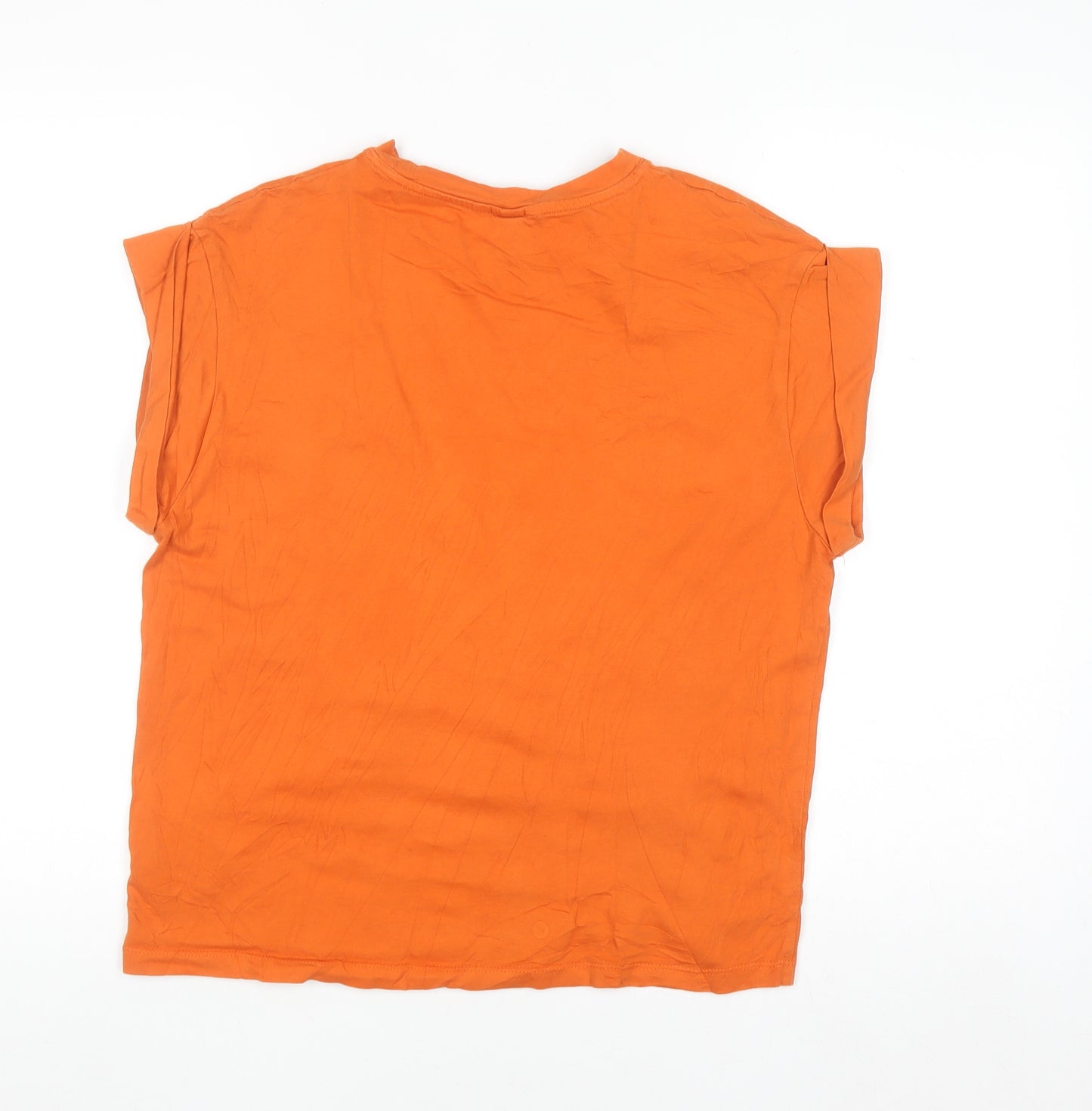 H&M Women’s Orange Embroidered Cotton T-Shirt Size 12