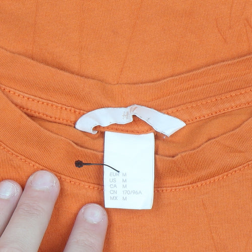 H&M Women’s Orange Embroidered Cotton T-Shirt Size 12