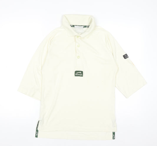 Slazenger Men's Ivory Polo Shirt Size M Regular Fit 3/4 Sleeve