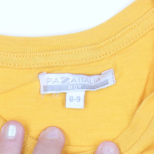 Piazza Italia Boys Yellow Cotton Short Sleeve Crew Neck T-Shirt 8-9 Years