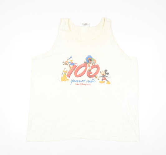 Front view of Walt Disney World Men’s Ivory 2XL Sleeveless 100 Years of Magic Top