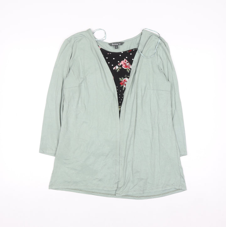 Bonmarché Women’s Green Tunic Top Size 16 Viscose Jersey Long Sleeve