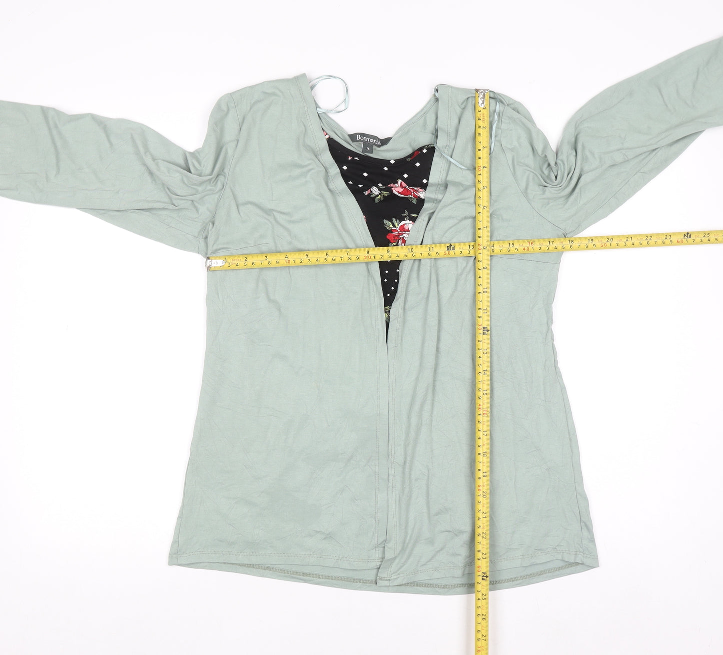 Bonmarché Women’s Green Tunic Top Size 16 Viscose Jersey Long Sleeve