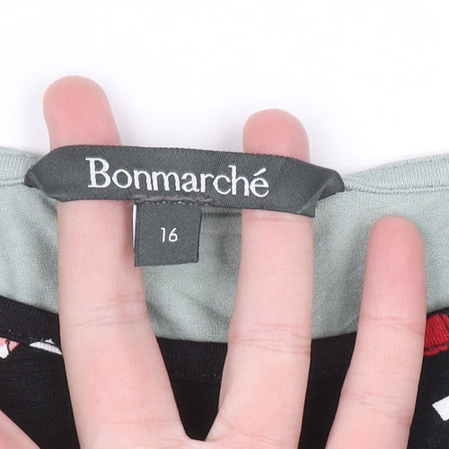 Bonmarché Women’s Green Tunic Top Size 16 Viscose Jersey Long Sleeve