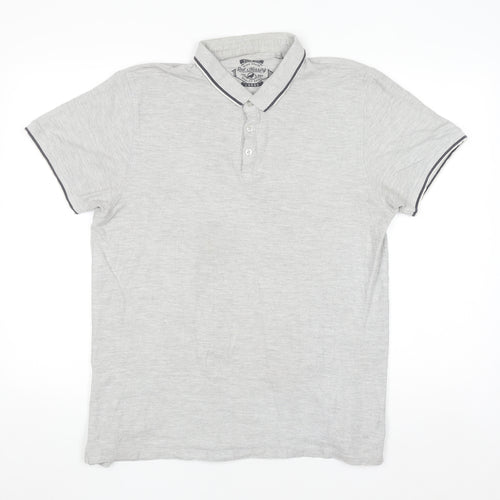 Red Herring Mens Grey Slim Fit Polo Shirt Size L