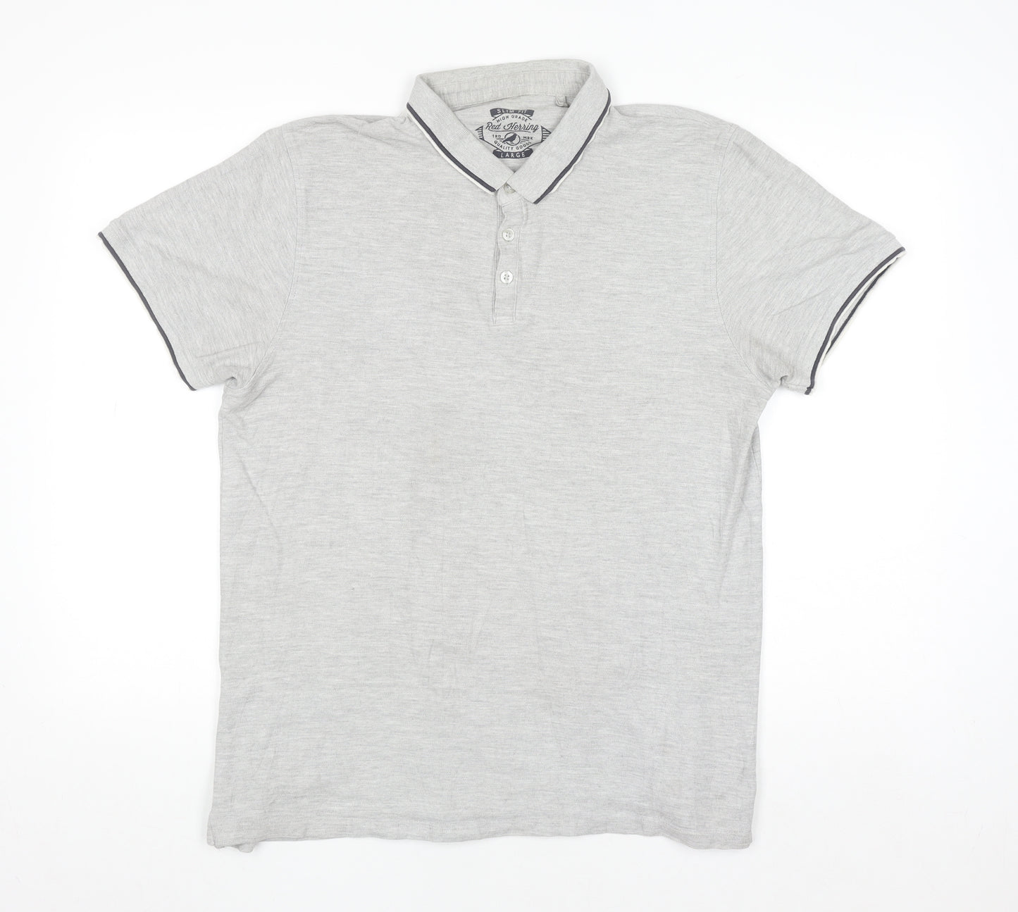 Red Herring Mens Grey Slim Fit Polo Shirt Size L