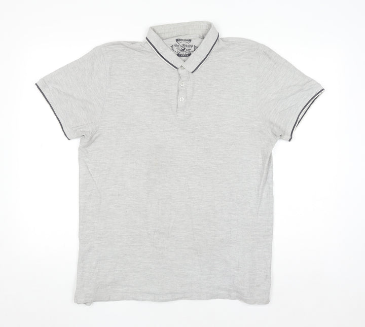 Red Herring Mens Grey Slim Fit Polo Shirt Size L
