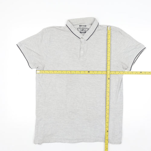 Red Herring Mens Grey Slim Fit Polo Shirt Size L