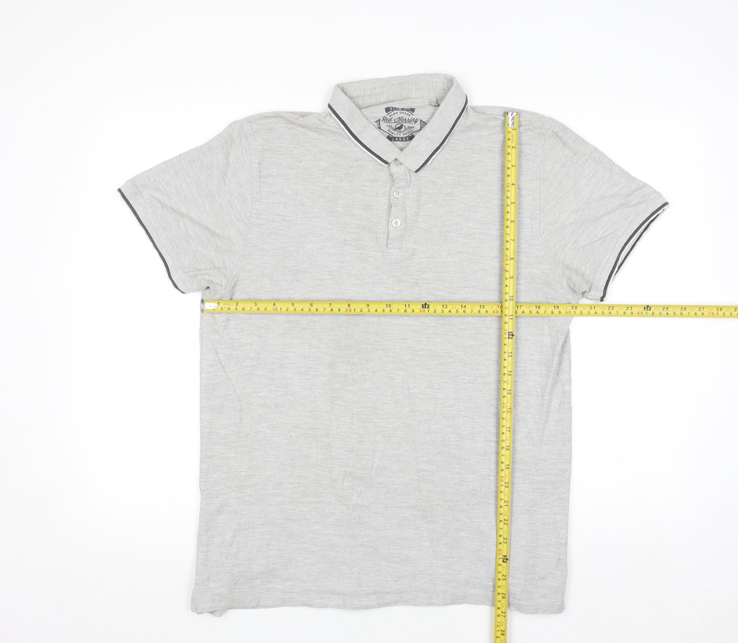 Red Herring Mens Grey Slim Fit Polo Shirt Size L