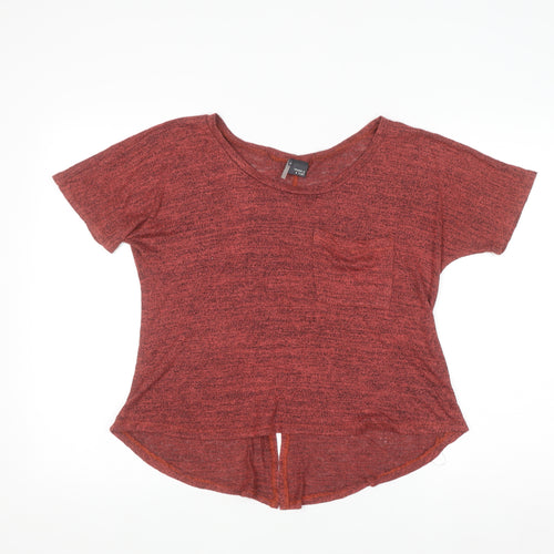 Sparkle & Fade Womens Red Cropped Jersey T-Shirt XS