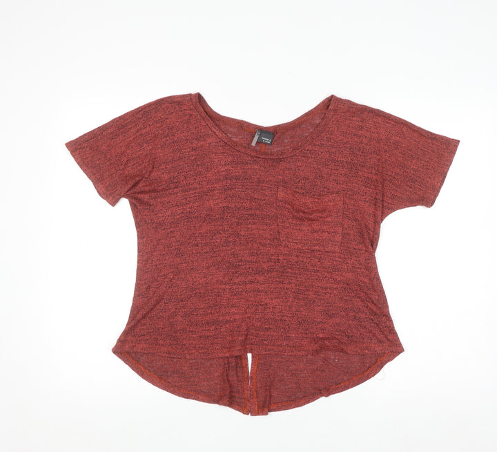 Sparkle & Fade Womens Red Cropped Jersey T-Shirt XS