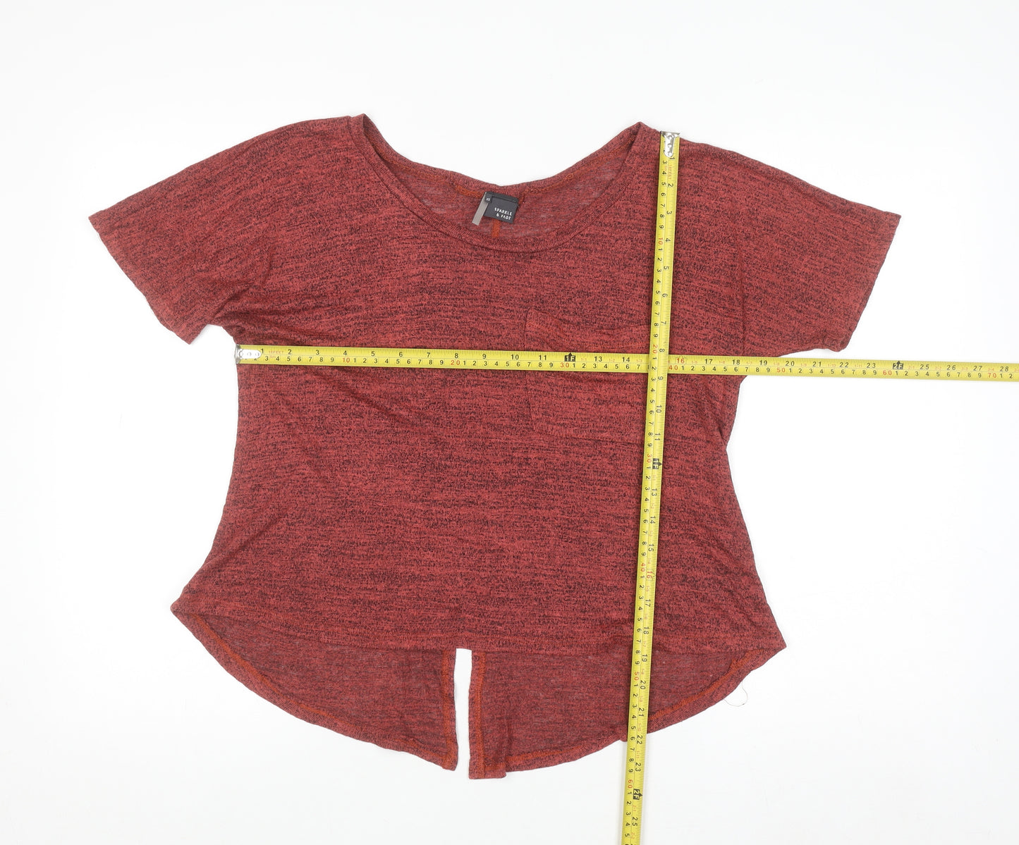 Sparkle & Fade Womens Red Cropped Jersey T-Shirt XS