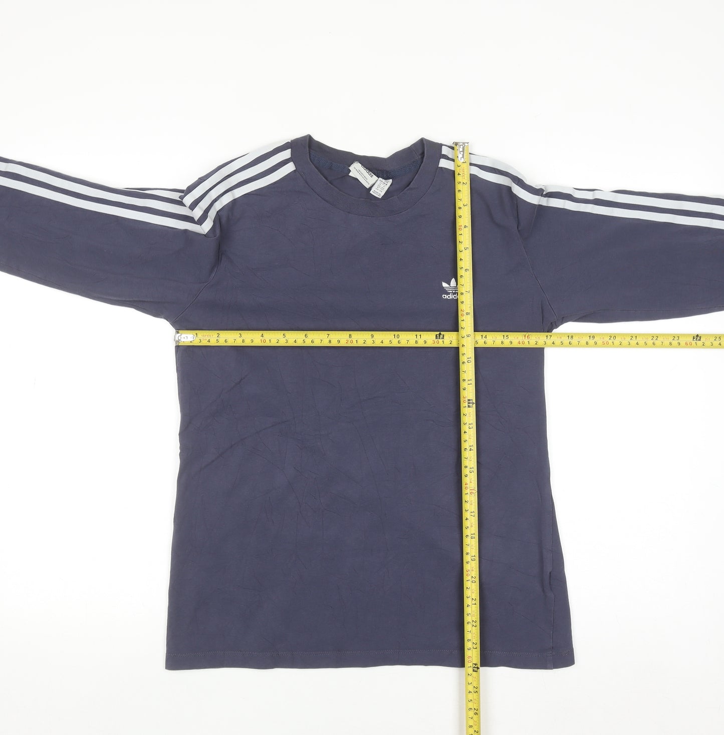 Adidas Women Blue Long Sleeve Crew Neck Cotton T-Shirt Size 14