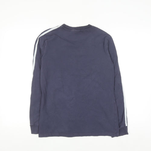 Adidas Women Blue Long Sleeve Crew Neck Cotton T-Shirt Size 14