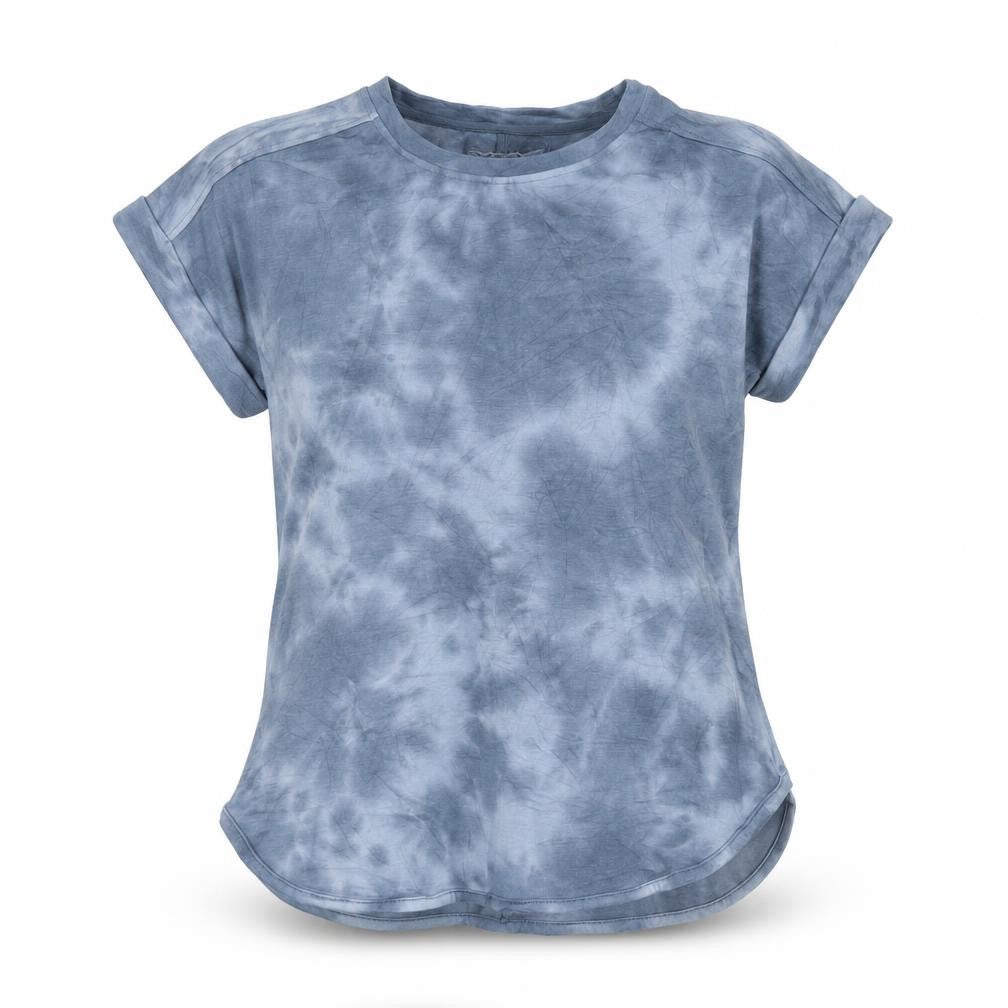 Cupio Women's Blue Tie Dye Short Sleeve Jersey T-Shirt Size S