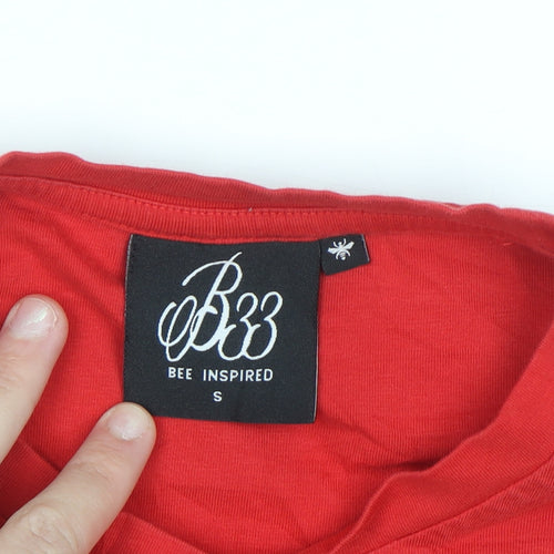 Bee Inspired Men's Red Crew Neck Short Sleeve T-Shirt Size S