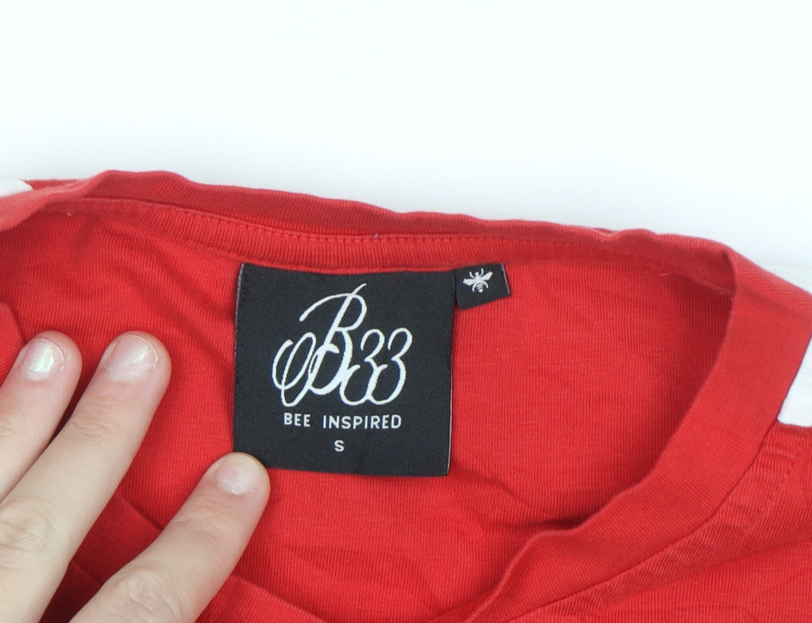 Bee Inspired Men's Red Crew Neck Short Sleeve T-Shirt Size S