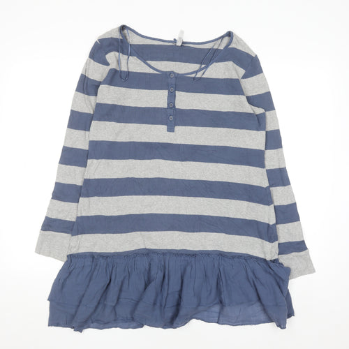 Next Women's Blue Grey Striped Long Sleeve Tunic Blouse Size 16