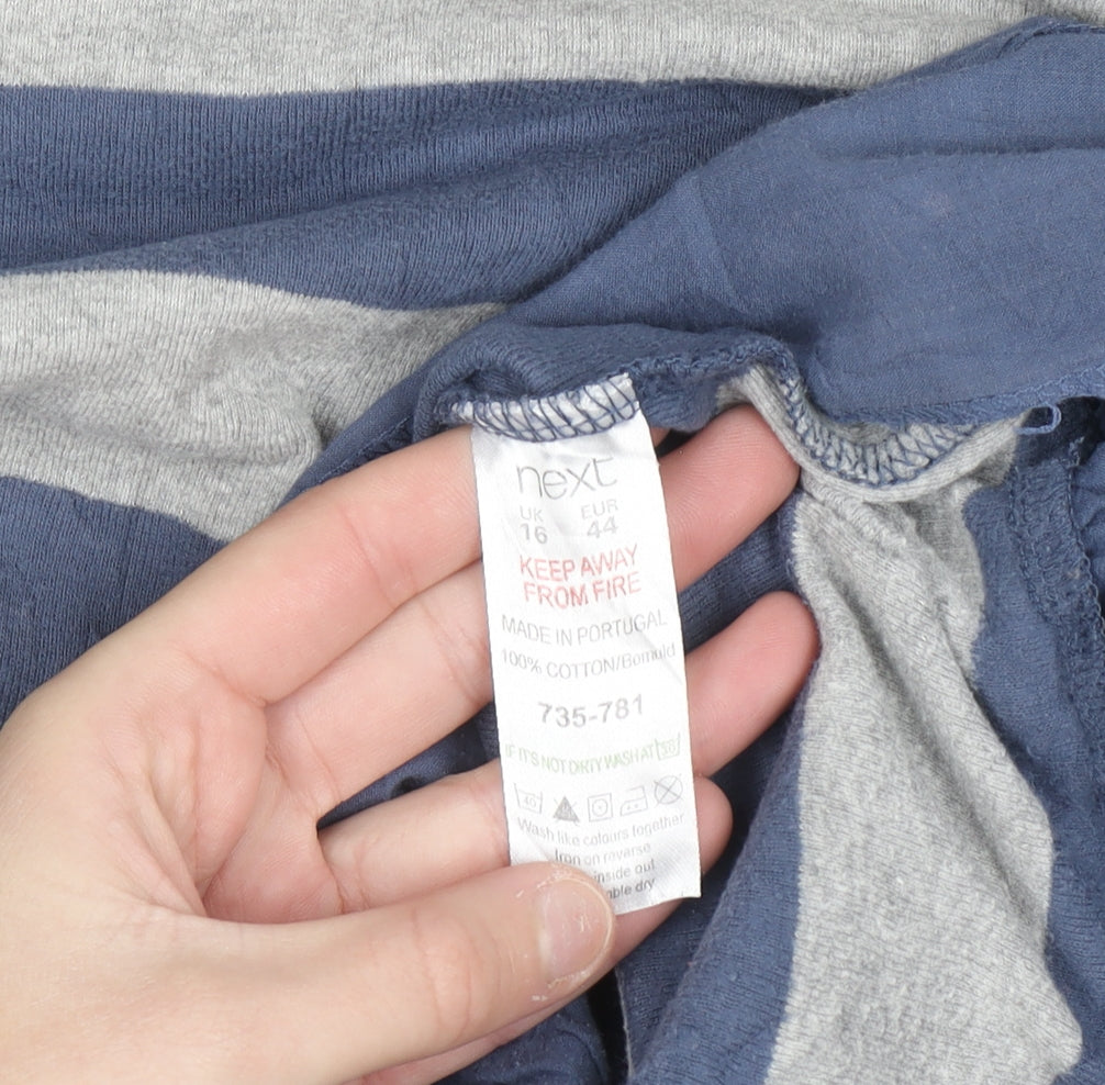 Next Women's Blue Grey Striped Long Sleeve Tunic Blouse Size 16