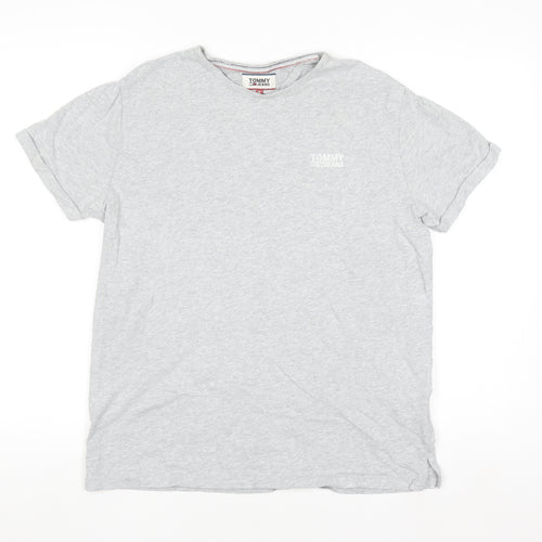 Tommy Jeans Men’s Grey Cotton Crew Neck Short Sleeve T-Shirt S