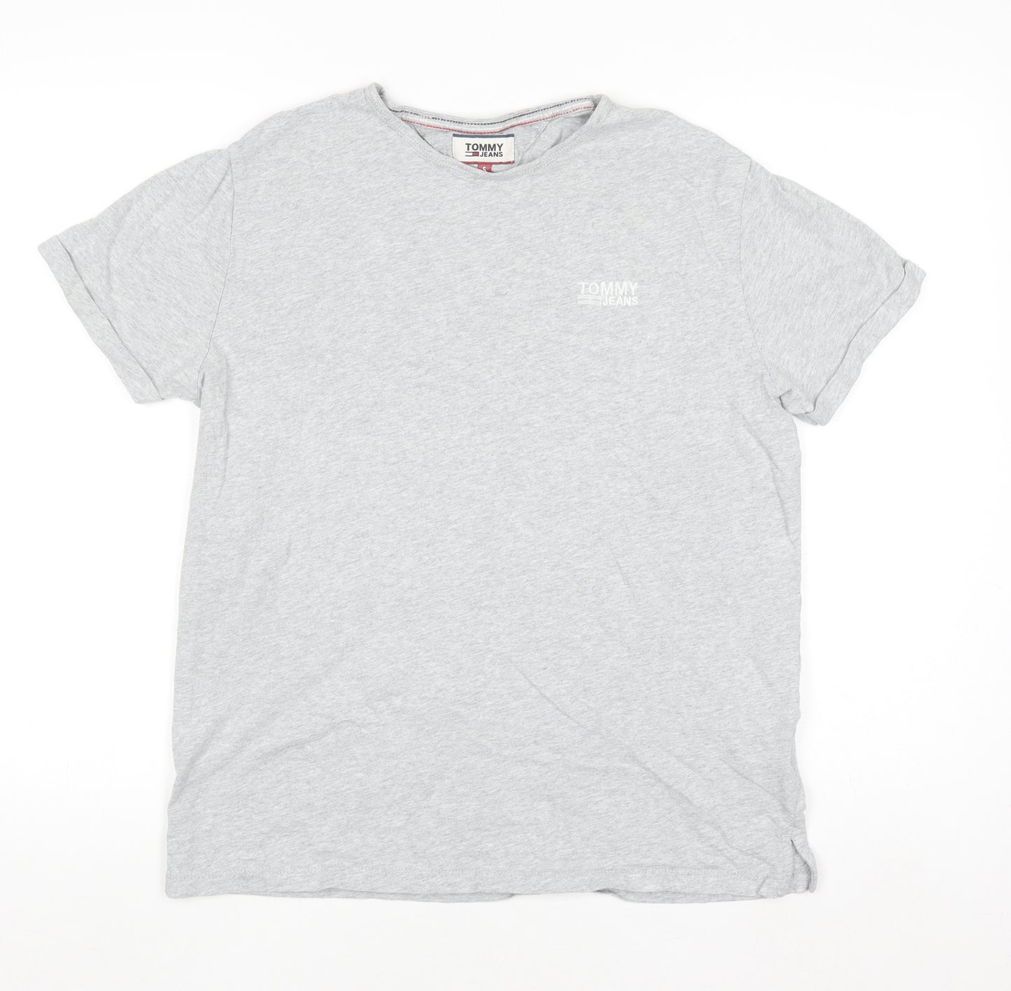 Tommy Jeans Men’s Grey Cotton Crew Neck Short Sleeve T-Shirt S