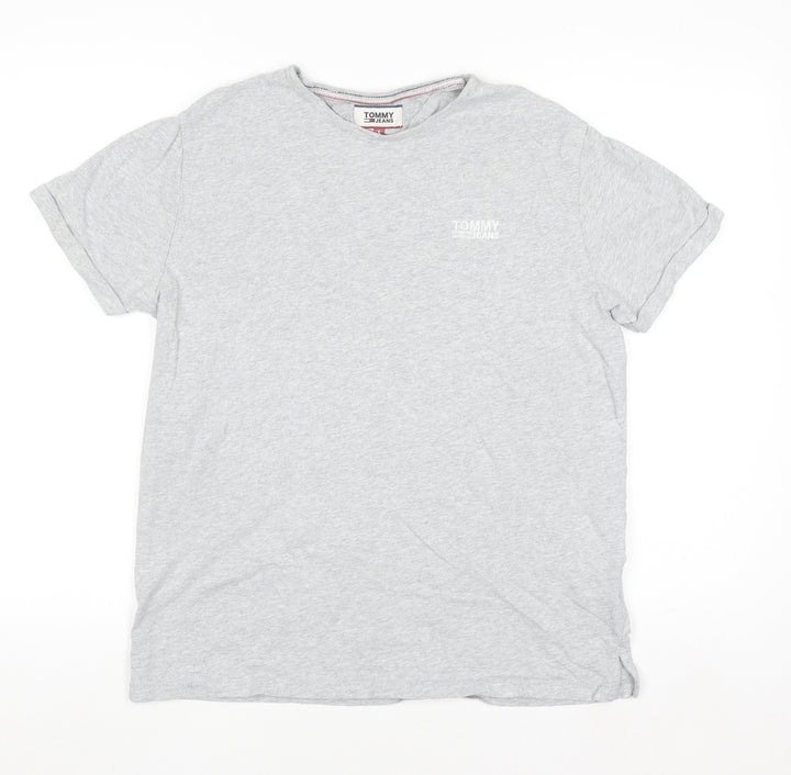 Tommy Jeans Men’s Grey Cotton Crew Neck Short Sleeve T-Shirt S
