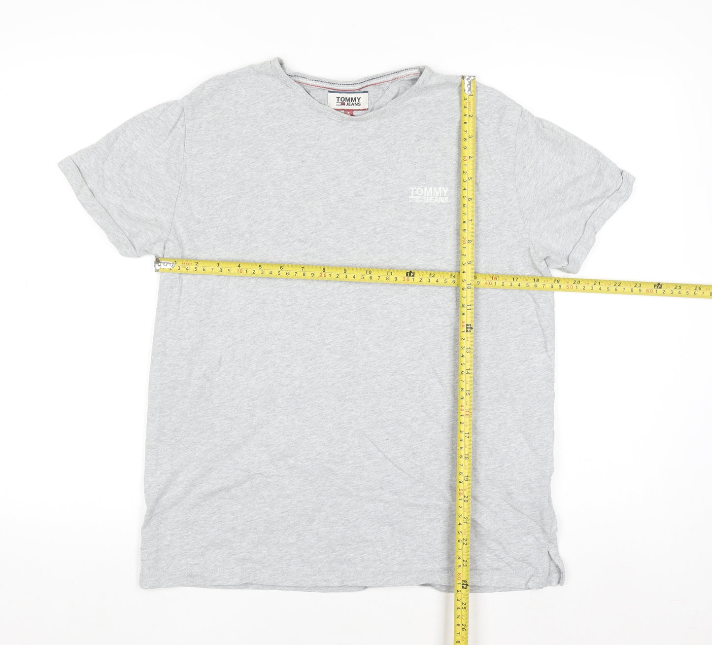 Tommy Jeans Men’s Grey Cotton Crew Neck Short Sleeve T-Shirt S