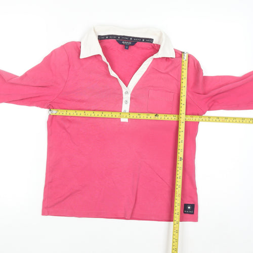 Maine New England Women's Pink Cotton Long Sleeve Polo Shirt Size 12