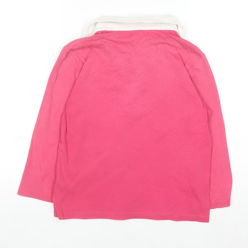 Maine New England Women's Pink Cotton Long Sleeve Polo Shirt Size 12