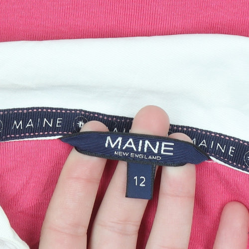 Maine New England Women's Pink Cotton Long Sleeve Polo Shirt Size 12