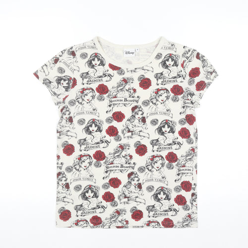 Disney Women’s Ivory Princess Print Short Sleeve T-Shirt Size 8