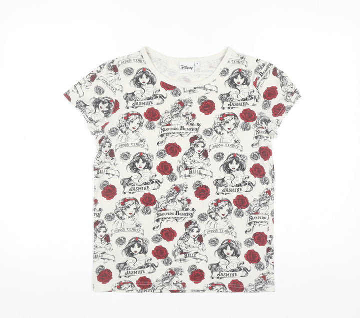 Disney Women’s Ivory Princess Print Short Sleeve T-Shirt Size 8