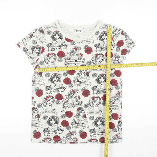 Disney Women’s Ivory Princess Print Short Sleeve T-Shirt Size 8