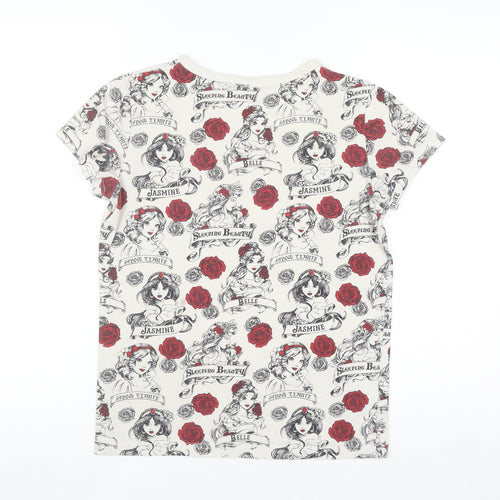 Disney Women’s Ivory Princess Print Short Sleeve T-Shirt Size 8