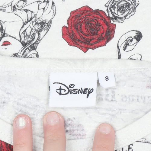 Disney Women’s Ivory Princess Print Short Sleeve T-Shirt Size 8