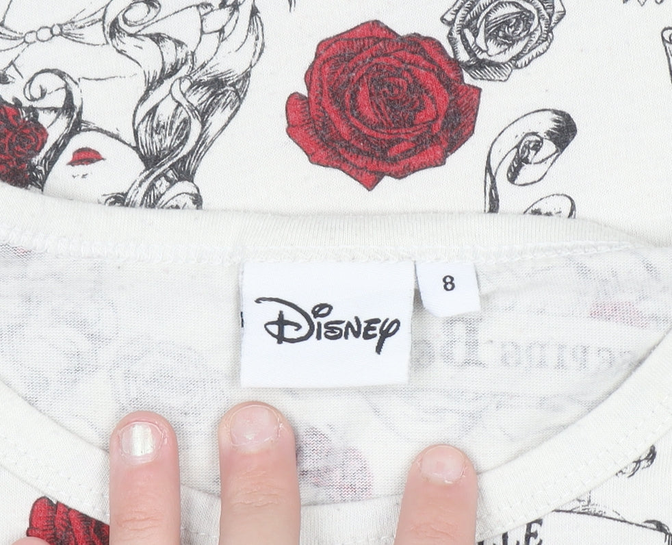 Disney Women’s Ivory Princess Print Short Sleeve T-Shirt Size 8
