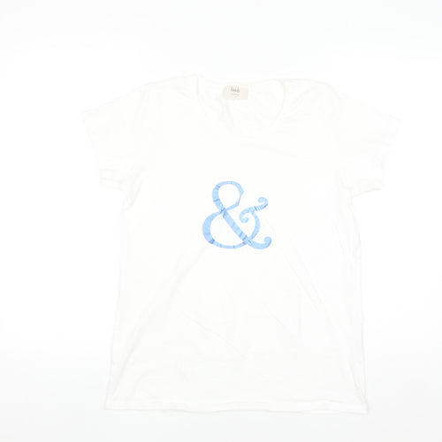 Hush Women's White Cotton Basic Crew Neck T-Shirt Size S