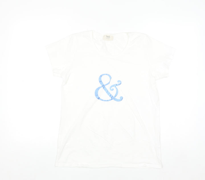Hush Women's White Cotton Basic Crew Neck T-Shirt Size S