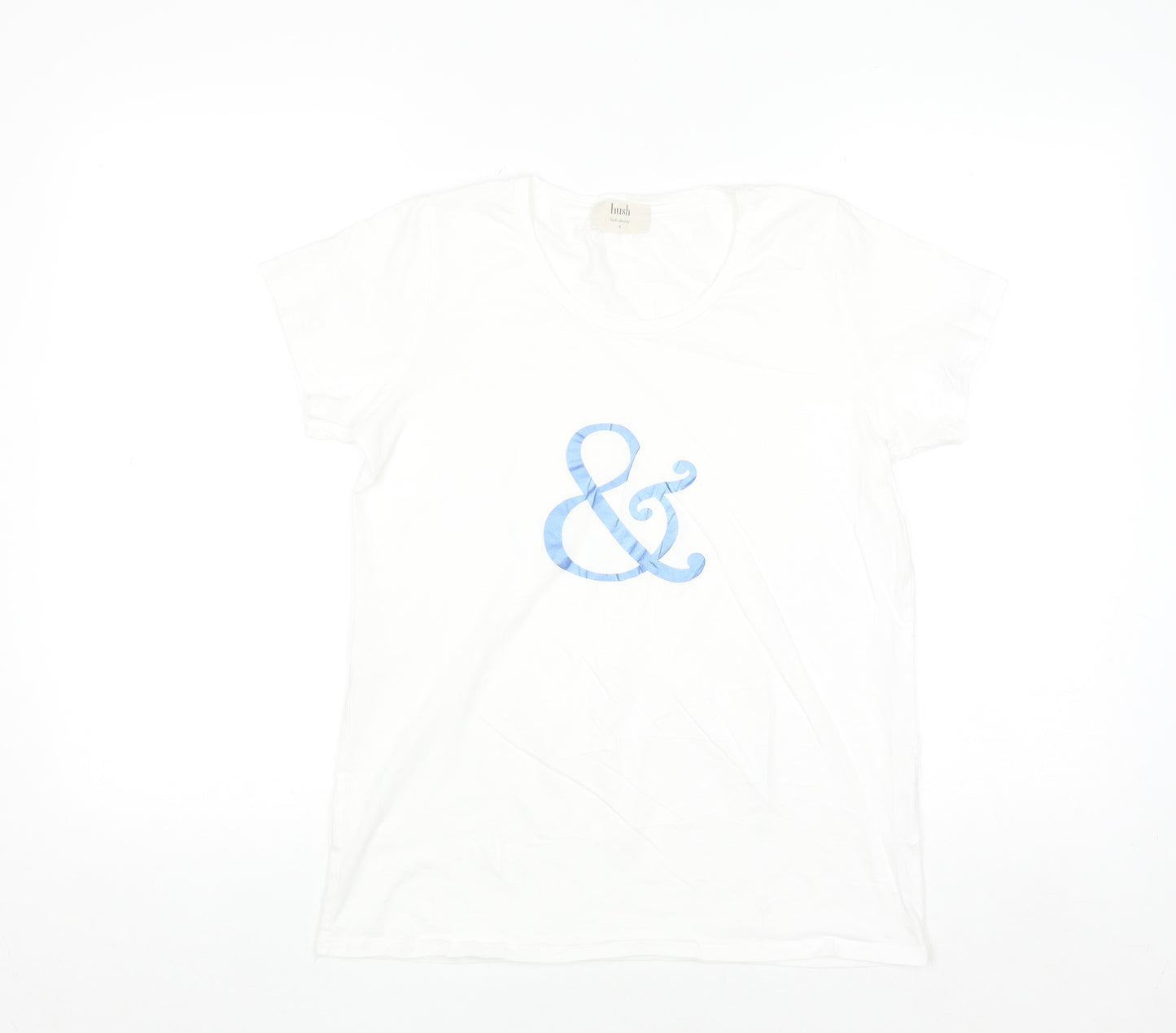 Hush Women's White Cotton Basic Crew Neck T-Shirt Size S