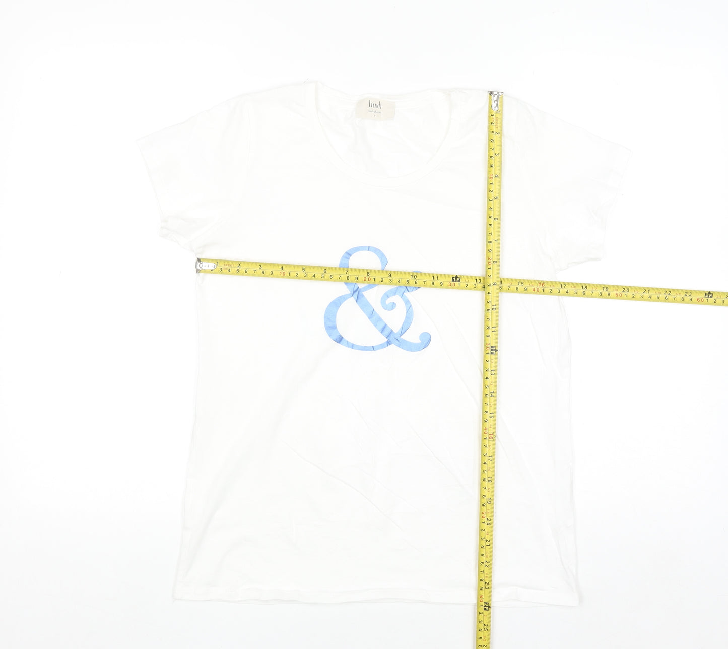 Hush Women's White Cotton Basic Crew Neck T-Shirt Size S