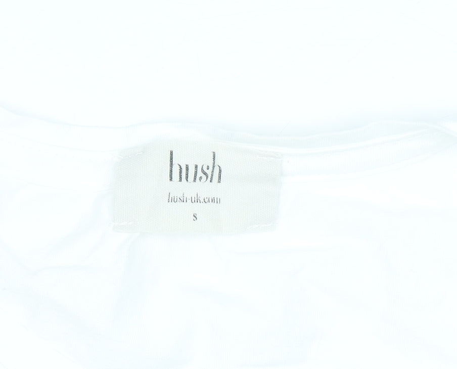 Hush Women's White Cotton Basic Crew Neck T-Shirt Size S