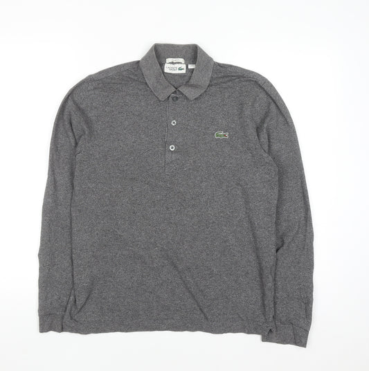 Lacoste Sport Men's Grey Long Sleeve Slim Fit Polo Shirt Size S