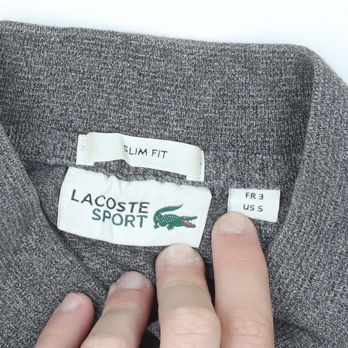 Lacoste Sport Men's Grey Long Sleeve Slim Fit Polo Shirt Size S
