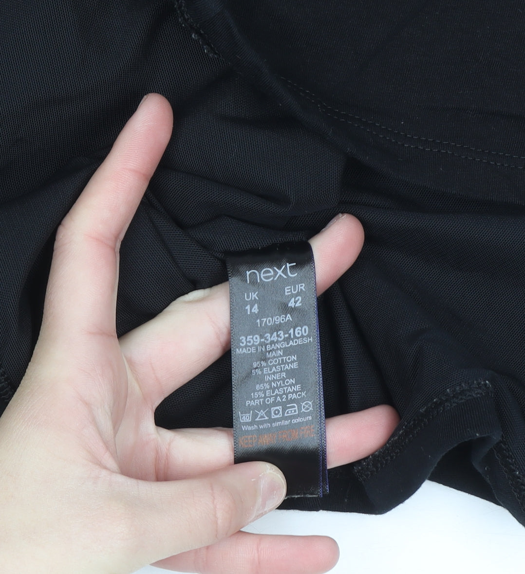 Next Women’s Black Cotton Stretch Tank Top Size 14