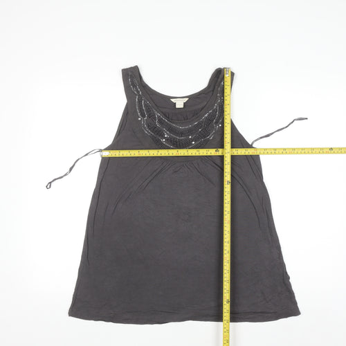 Monsoon Women Grey Beaded Sequin Tunic Tank Top Size 12